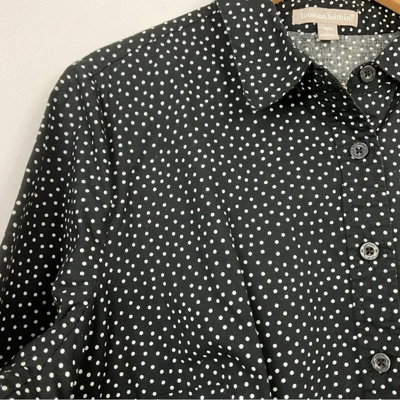 Woman Within Polka Dot Button Down Shirt Size Large 18/20 - Picture 2 of 6